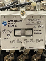 Westinghouse Series 2100/5 Star Size 1 FVNR Starter Bucket with 7 amp Motor Circuit Protector with Pilot Light and CPT